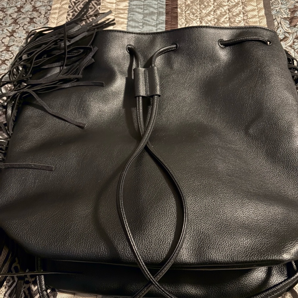Victoria's Secret Black Fringe Shoulder Bag